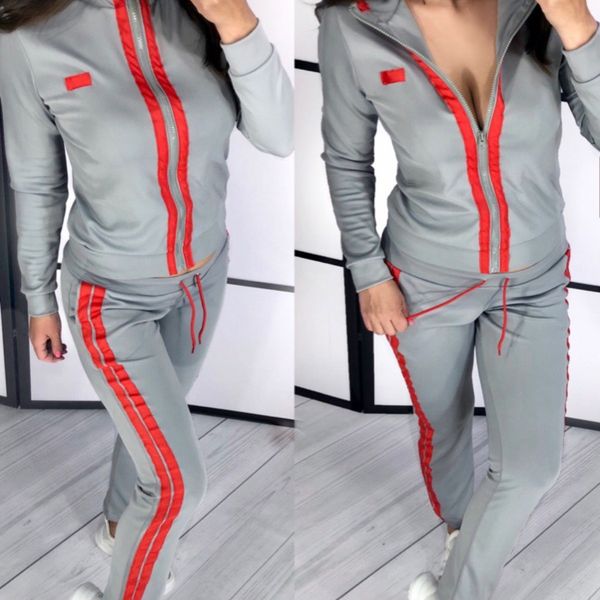 

2019 women's splicing sports leisure suit two piece, Gray