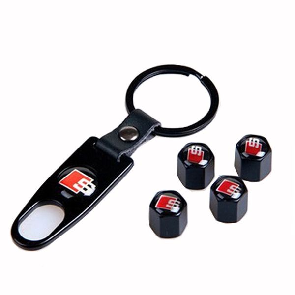 

4pcs car tire valve caps wheel tire valve cover wheel for audi a4 a6 a3 c5 b6 q7 b8 a8 benz toyota vw buick mazda key chain ring black, Silver