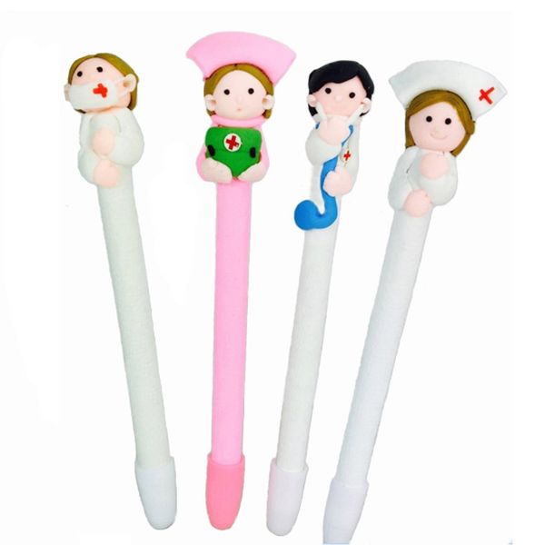 

12pcs cartoon doctor nurse style ballpoint pens nurse gift christmas gift for school family office hospital kids(color random, Blue;orange
