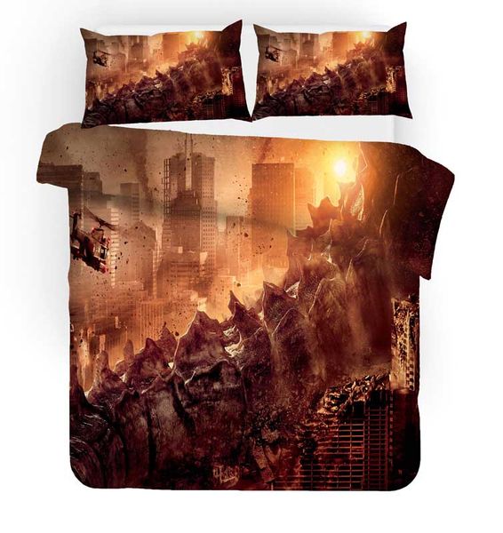 3D Gojira Godzilla Duvet Cover Pillowcases cover Bedding Set