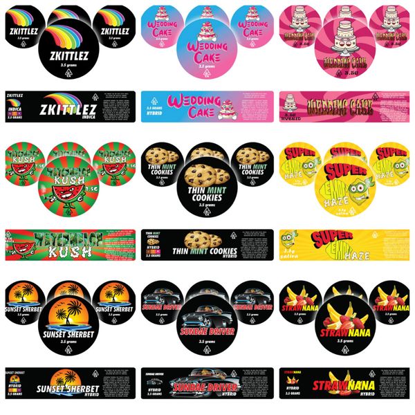 

37 Дизайн Cali стекла Jar этикетки Наклейки на 60мл 3,5 грамм Cali Tin Этикетки Jar пощечин