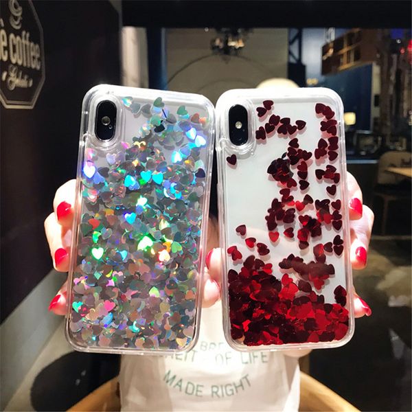 

liquid quicksand case for iphone xr xs max love sequins phone case soft tpu pc cover case for iphone x 7 8 plus