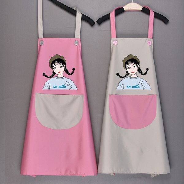 

cute japanese-style simple apron waterproof and oil-proof kitchen household apron men and women fashion housework