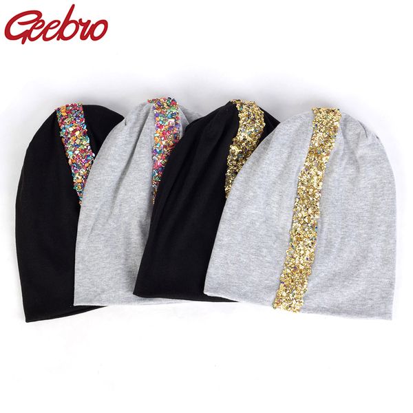 

geebro новой красочные стразов лента шапочка шляпа для женщин ladies вскользь осень хлопка ребристой сутулости skullies шляпы и шапок, Blue;gray