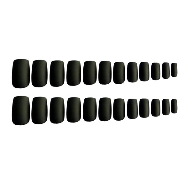 

24pcs long full cover ballerina false fake nail tip for party wedding black