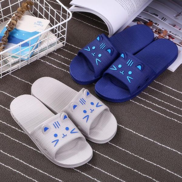 

2020 fashion men cartoon cat flat bath slippers summer sandals indoor & outdoor slippers anti-slip shoe bathroom beach#yl10, Black