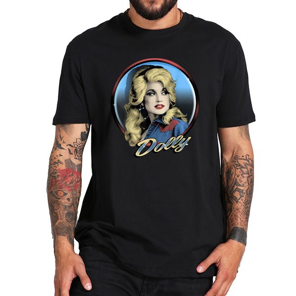 

100% cotton t shirt dolly parton america country music singer graphic tshirt breathable crew neck black tee, White;black