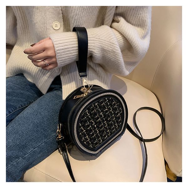 

hand bags for women retro pu leather round crossbody bag women's bag round black 2019 mini tote shoulder handbag