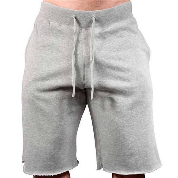 

running shorts pure color sports knee length pants causal male clothes summer frayed cutoff mens shorts fitness, White;black