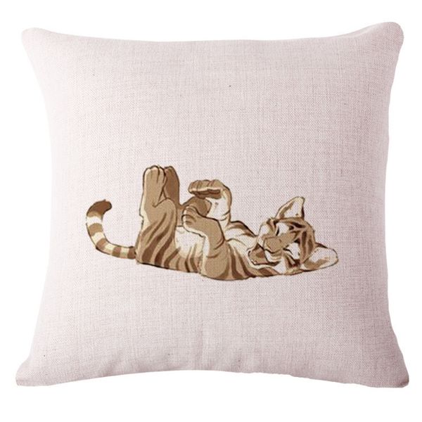 

lovely naughty kitty pattern cotton flax pillow back cushion