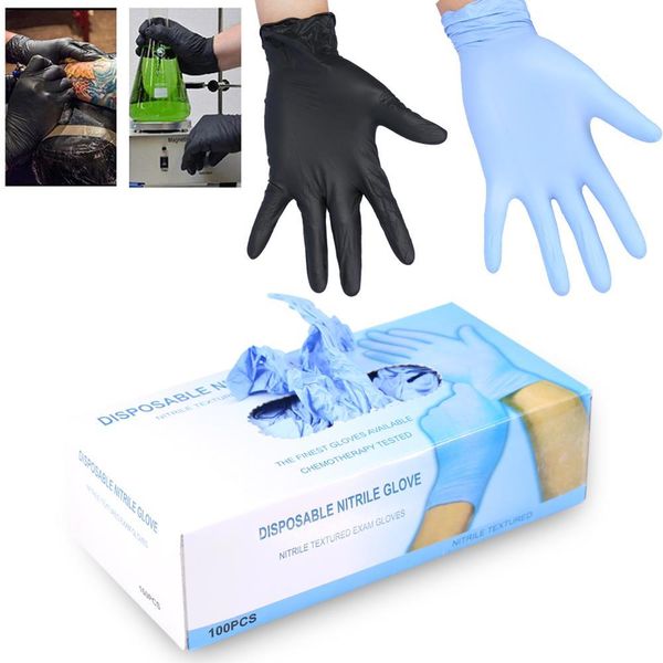 

100pcs/box disposable latex gloves waterproof non-toxic s/m/l finger protector tattoo nail accessory supplies black/blue