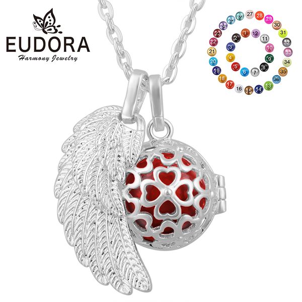 

eudora copper angel wing cage pendant necklace lucky leaf locket necklace fit chime ball mexican bola necklace jewelry fh175, Silver