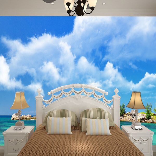 

customized hawaiian seascape 3d background wall painting wallpaper sofa beach landscape tv background seamless wall covering