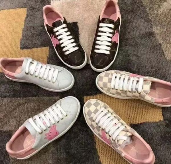 

new brand classic designer women fashion leather low sports sneakers flat shoes size 35-40 with box l02, Black