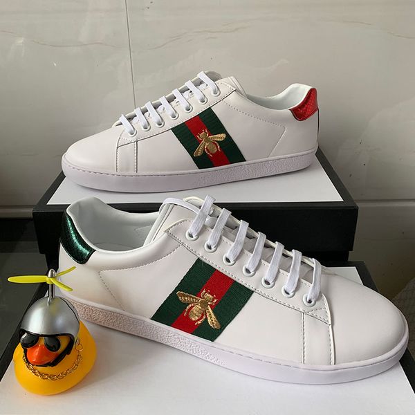 

bee sneaker for mens white designer shoes with box ace embroidered real leather designer sneakers women casual shoes, Black