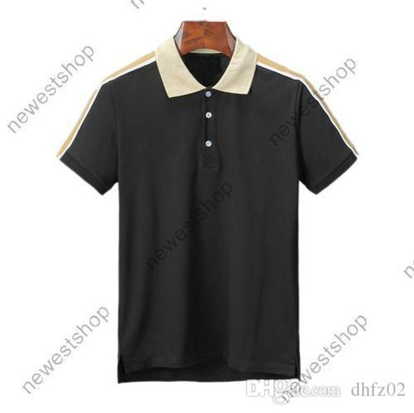 

2020 новый летний дизайнер роскошной одежды для мужчин поло классическая вышивка полосатый рукав письмо футболка повседневная отложным ворот, White;black