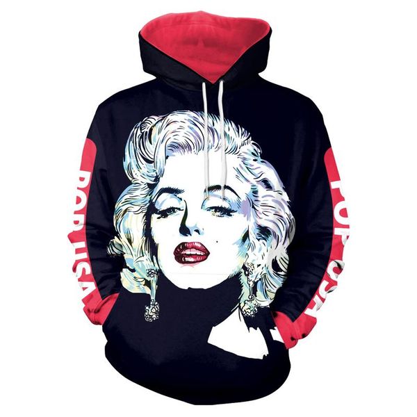 

new 3d mary avatar digital printing hooded fashion men and women hoodie, Black
