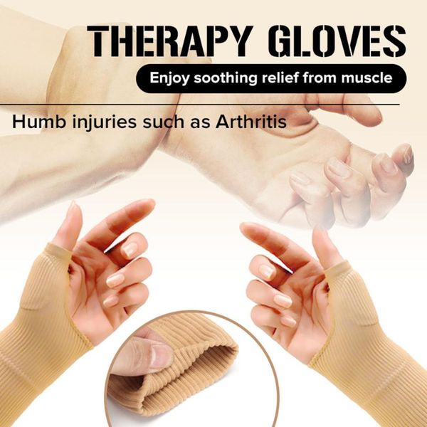 

hand therapy gloves thumb support brace arthritis therapy gloves wrist support hand gel cushions arthritis compression, Black;red
