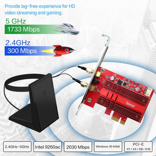 

двухдиапазонный ac2030 wireless-ac 9260 pcie wifi bt 5.0 mu-mimo 802.11 ac 2.4 g:300m / 5ghz:1730mbp настольный wifi адаптер для windows 10