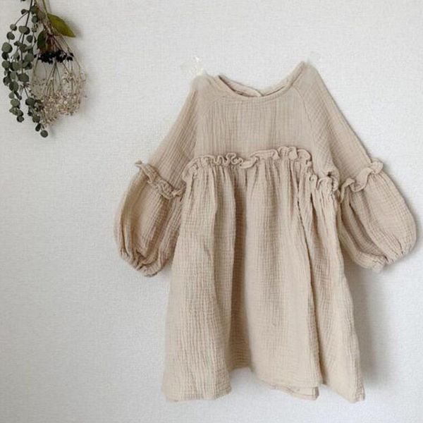 

baby girls summer dresses new 2019 summer japan kids girl dress linen spring clothes ruffles princess toddler baby girl clothing y190516, Red;yellow