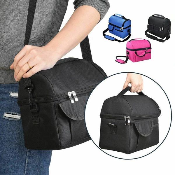 

lunch cooler bag insulation folding picnic portable ice pack thermal bag delivery drink carrier insulated, Blue;pink