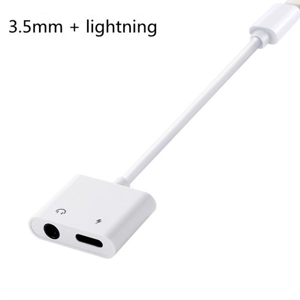 

2 in 1 dual for apple to 3 5mm adapter earphone audio charger adapter connector cable for iphone 7 8 x plu for io 10 3 11 charging mu ic
