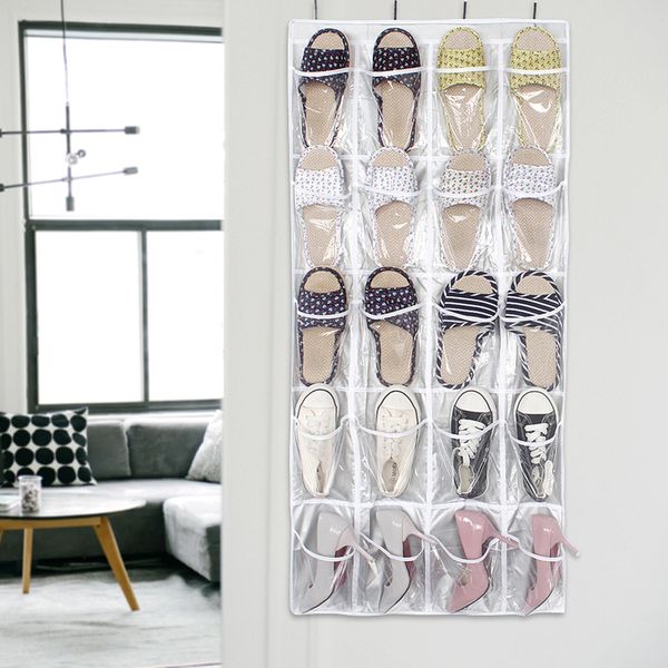 

large plaid pvc silver transparent bag oxford cloth hanging underwear shoes storage bag with 20 pockets door back organizer