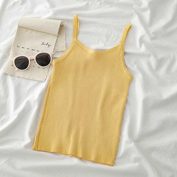 

heliar women spaghetti knitted solid tank outerwear for women 2020 summer crop knitted camis, White