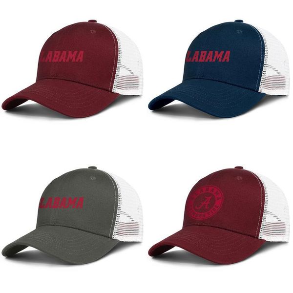 

alabama crimson tide football wordmark logo adjustable trucker cap dad custom personalized fashion baseball hat red white, Blue;gray