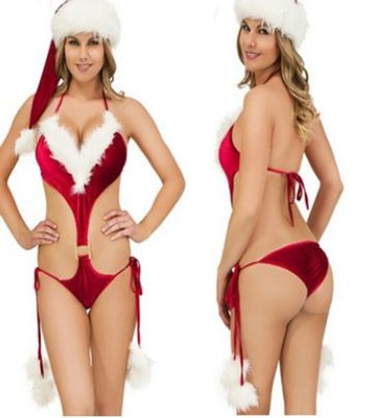 

women set female underwears christmas red one piece briefs pajamas, Black;white