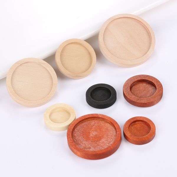 

10pcs hollow frame wooden round necklace bottom bracket base care frame pendant bezel setting cabochon setting 12/15/20/25/30mm, Blue;slivery