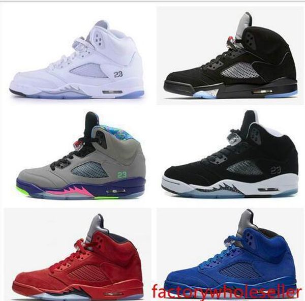 

5 mens basketball shoes 5s red blue suede olympic metallic gold og black metallic fire red white grape cement oreo sports shoes