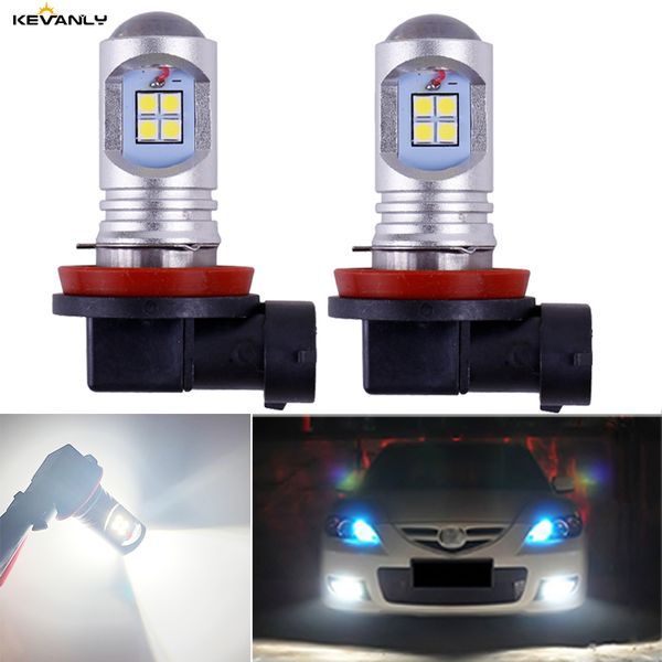 

2pcs car h8 h11 led super bright fog light 12 3030 smd bulb car lights 6000k white replacement for driving lamp automotive