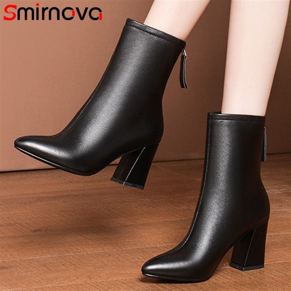 

smirnova new arrival 2020 autumn boots for lady high heels boots shoes women's ankle black wholesale