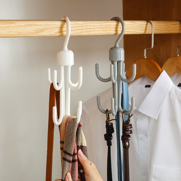 

360 degree creative multi-function tie rack rotatable tie hanger holds 8 men neck ties scarf belt jewelry cap storage organizer
