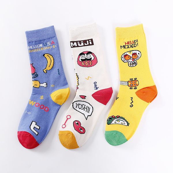 

socks women japanese harajuku kawaii cute socks korean cute cartoon high cylinder fashion funny 11104, Black;white