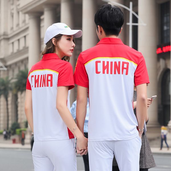 

summer couples sports set short sleeve lapel t-shirt trousers sports clothing men and women casual group clothes coat