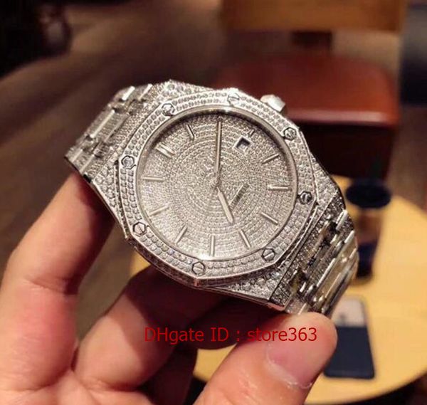 

tw mens watches auto mechanical watches original folding watch buckle full manual set diamond 41mm, Slivery;brown