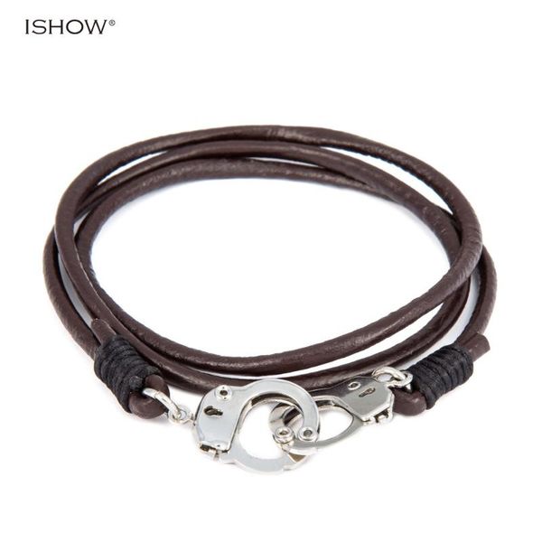 

cuff handmade brown leather wrap bracelet men's personalized men bracelets handcuff charm man gift, White