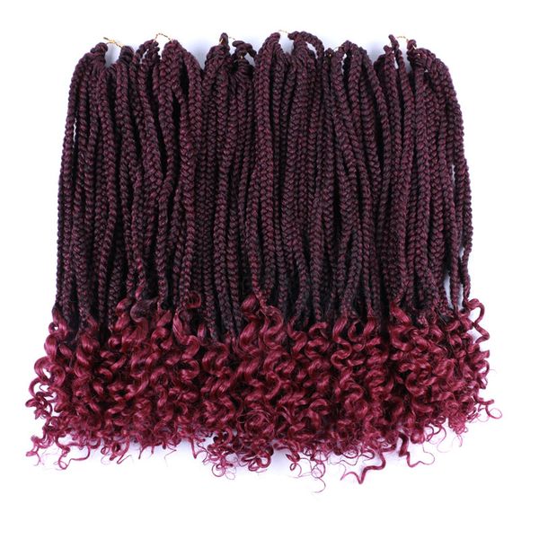 

new shanghair 18inch crochet box braids curly ends synthetic hair weaves 100g/pcs crochet hair extensions 5 colors black red available bs29q