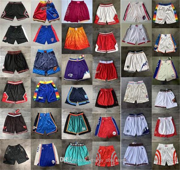 

new mens stitched 76ers nba angeles bulls lakers grizzlies rockets nuggets jazz blazers basketball shorts, Black;red