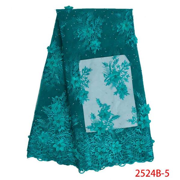 

ribbon nigerian tulle lace fabrics latest 3d african fabric french net with flowers for bride ks2524b, Pink;blue