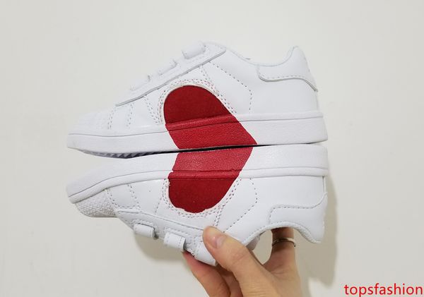 

2019 new superstar love heart skate laser shell toe lover heart children running shoes boy girl young kid sport sneaker size 22-35
