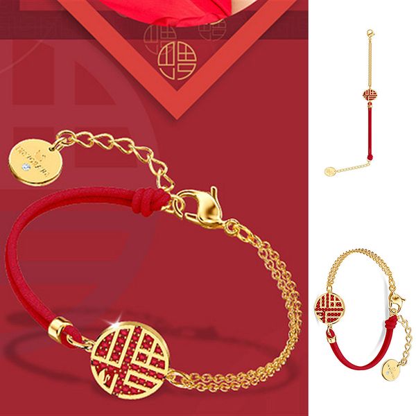 

2020 new women's fashion chinese style red rope bracelet female lucky charm bracelet jewelry accessories gift, Black