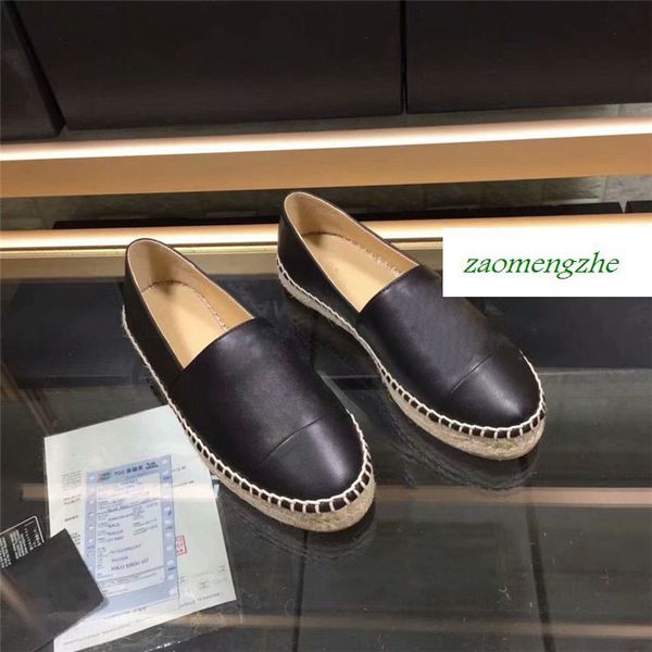 

delivery fashion designer shoes canvas and real lambskin women espadrilles flat shoes summer loafers espadrilles size, Black