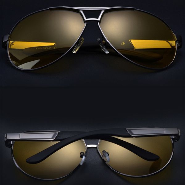 

mens pilot polarized sunglasses metal frame night vision yellow glasses anti-glare night driving goggles glare block sunglasses, White;black