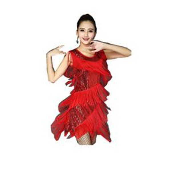 

2019 new latin stage costume sequins tassel costume female latin dance dresses vestidos de baile latino vestido de danca latina, Black;red
