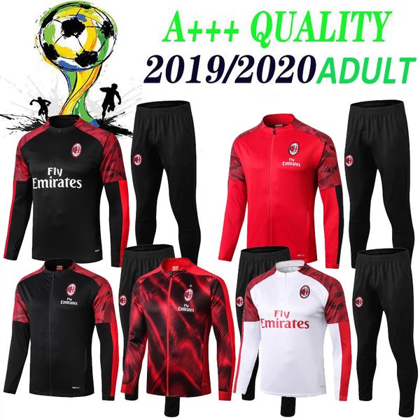 

2019 2020 ac milan tracksuit jacket set 19 20 training suit calhanoglu long sleeve soccer jacket sportswear tracksuit, Black