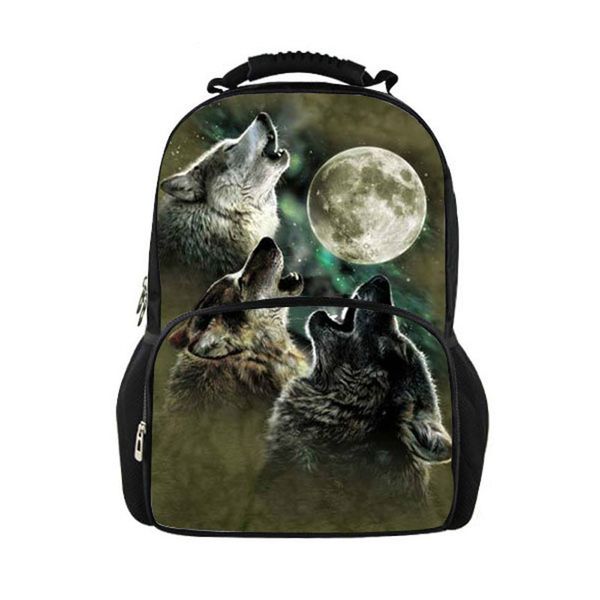 

thikin 3d wolf men backpack male travel big shoulder bagpack bags, teen boys school cool backpacks lapbag