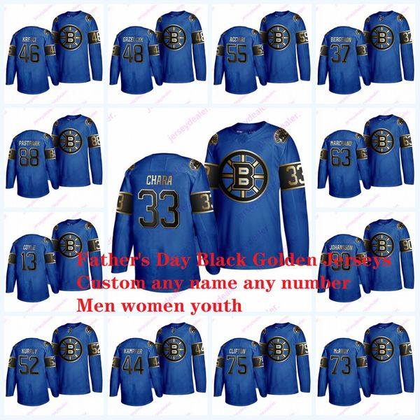 

Zdeno Chara Boston Bruins Father's Day Black Golden Jersey Noel Acciari Charlie Coyle Marcus Johansson Charlie McAvoy Matt Grzelcyk Jerseys